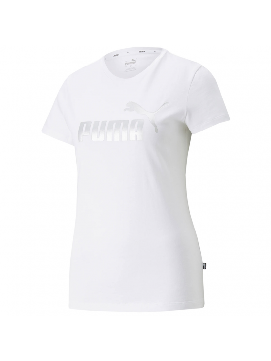 Dámske tričko Puma ESS+ Metallic Logo Tee biele 848303 02